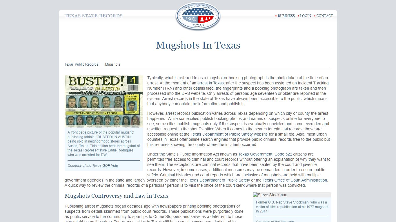Mugshots In Texas - State Records